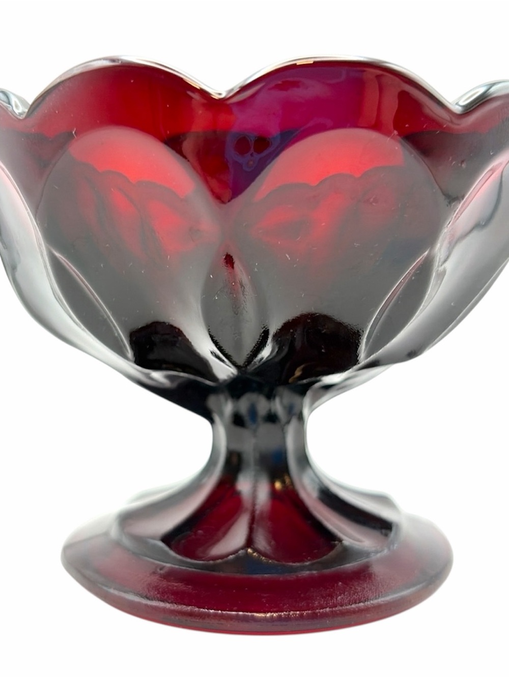Vintage Anchor Hocking Royal Ruby Red Glass Compote Candy Dish Fairfield - Picture 2 of 5